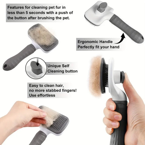 Self-Cleaning Pet Grooming Brush